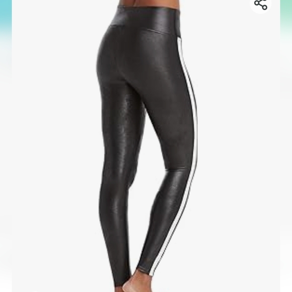 Spanx Faux Leather leggings Tummy Control with Side Stripe - Picture 3 of 3